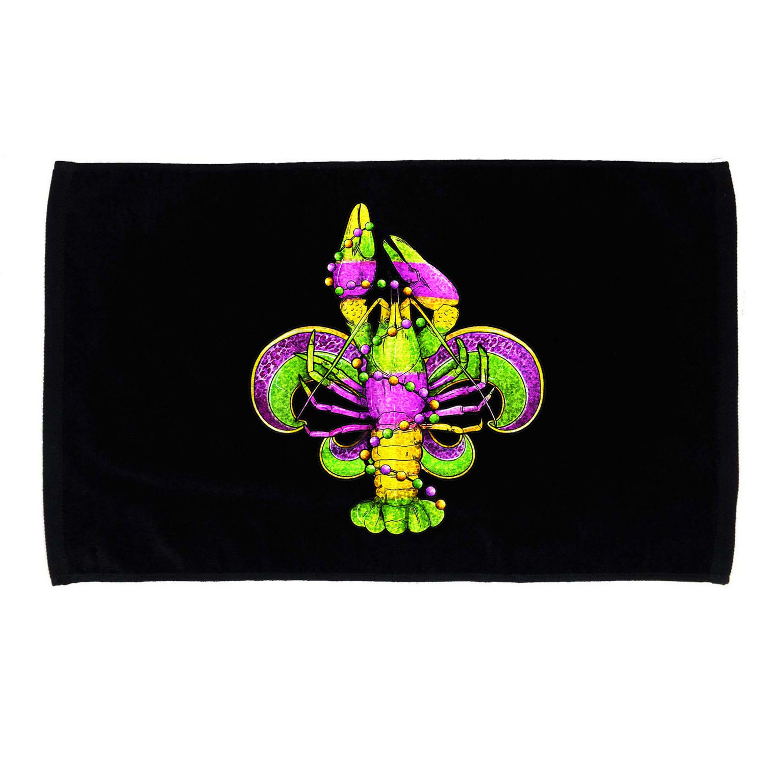 Mardi Gras Fleur De Lis Crawfish Microfiber Hand Towel