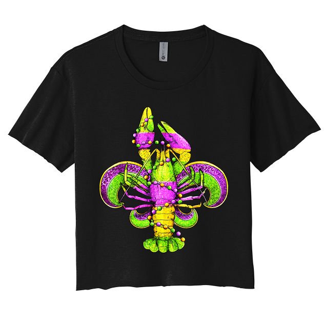 Mardi Gras Fleur De Lis Crawfish Crop Top
