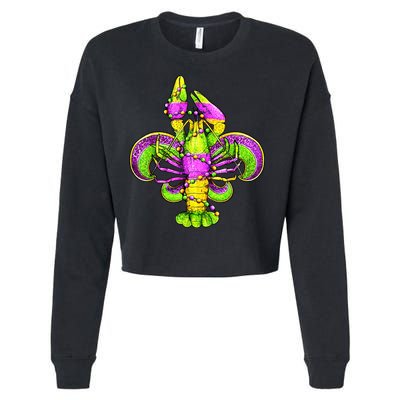 Mardi Gras Fleur De Lis Crawfish Cropped Pullover Crew