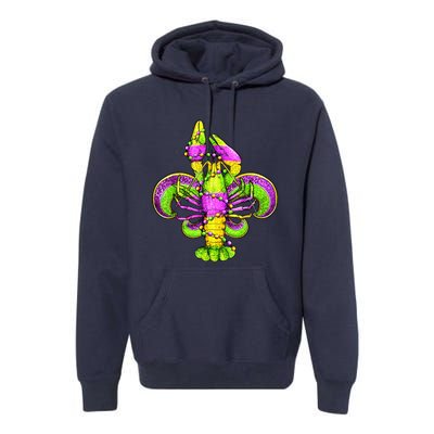 Mardi Gras Fleur De Lis Crawfish Premium Hoodie