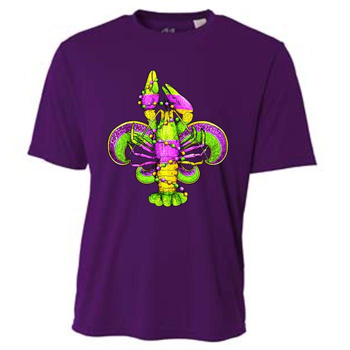 Mardi Gras Fleur De Lis Crawfish Cooling Performance Crew T-Shirt