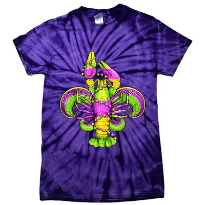 Mardi Gras Fleur De Lis Crawfish Tie-Dye T-Shirt