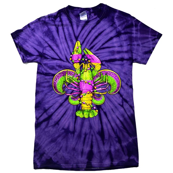 Mardi Gras Fleur De Lis Crawfish Tie-Dye T-Shirt