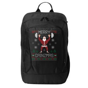 Merry Gainzmas Fit Santa Gym Workout Ugly Christmas Sweater Gift City Backpack