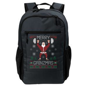 Merry Gainzmas Fit Santa Gym Workout Ugly Christmas Sweater Gift Daily Commute Backpack