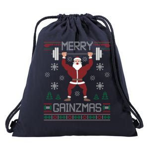 Merry Gainzmas Fit Santa Gym Workout Ugly Christmas Sweater Gift Drawstring Bag