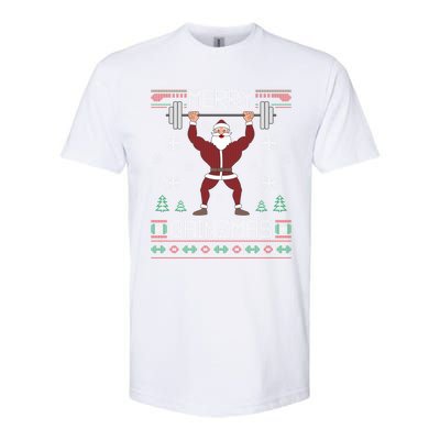 Merry Gainzmas Fit Santa Gym Workout Ugly Christmas Sweater Gift Softstyle CVC T-Shirt