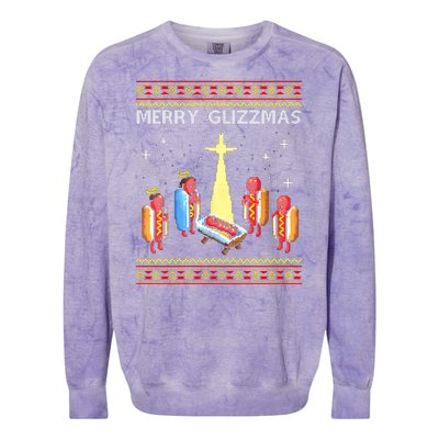 Merry Glizzmas Funny Christmas Colorblast Crewneck Sweatshirt