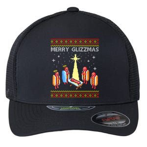 Merry Glizzmas Funny Christmas Flexfit Unipanel Trucker Cap