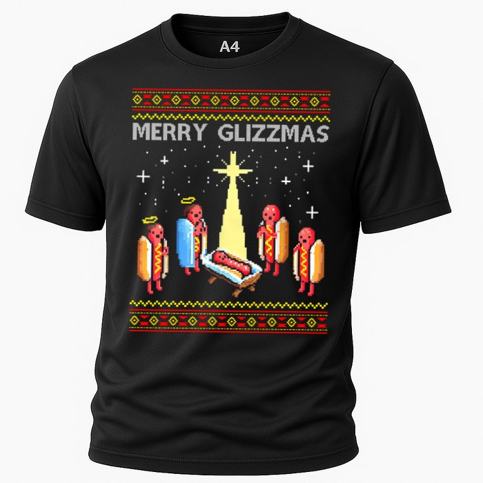 Merry Glizzmas Funny Christmas Cooling Performance Crew T-Shirt