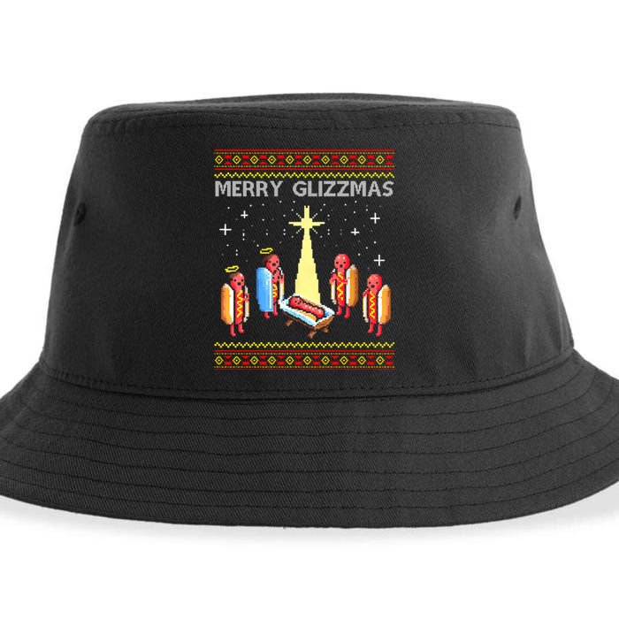 Merry Glizzmas Funny Christmas Sustainable Bucket Hat