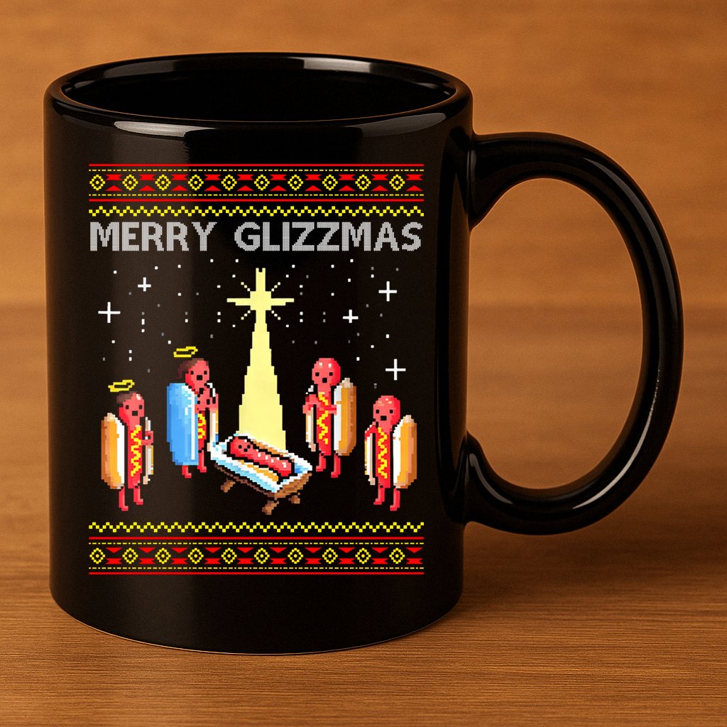 Merry Glizzmas Funny Christmas 11oz C Handle Ceramic Mug