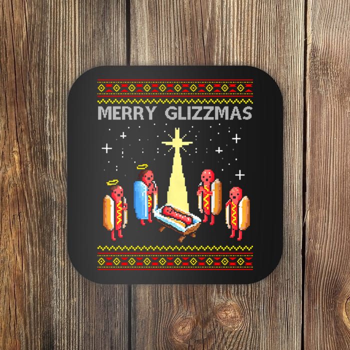 Merry Glizzmas Funny Christmas Coaster