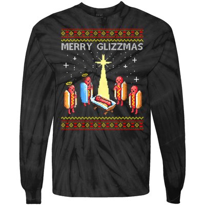 Merry Glizzmas Funny Christmas Tie-Dye Long Sleeve Shirt