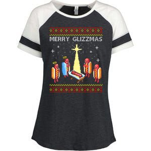 Merry Glizzmas Funny Christmas Enza Ladies Jersey Colorblock Tee