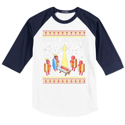 Merry Glizzmas Funny Christmas Baseball Sleeve Shirt