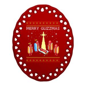 Merry Glizzmas Funny Christmas Ceramic Oval Ornament