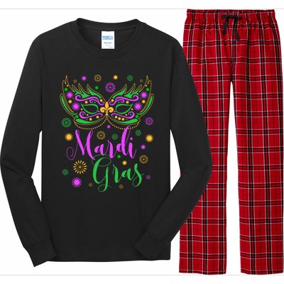 Mardi Gras Feathered Mask Gift Long Sleeve Pajama Set