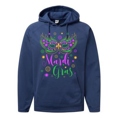 Mardi Gras Feathered Mask Gift Performance Fleece Hoodie