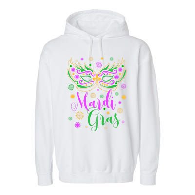 Mardi Gras Feathered Mask Gift Garment-Dyed Fleece Hoodie