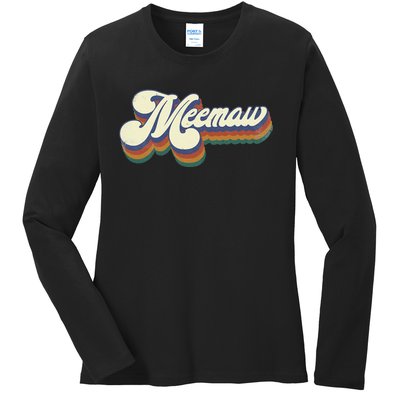 Meemaw Gifts For Grandma Retro Vintage MotherS Day Meemaw Ladies Long Sleeve Shirt