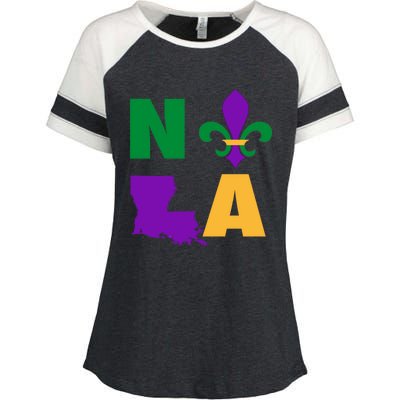 Mardi Gras Fleur De Lis Mardi Gras New Orleans Gift Enza Ladies Jersey Colorblock Tee