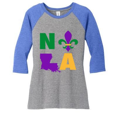 Mardi Gras Fleur De Lis Mardi Gras New Orleans Gift Women's Tri-Blend 3/4-Sleeve Raglan Shirt