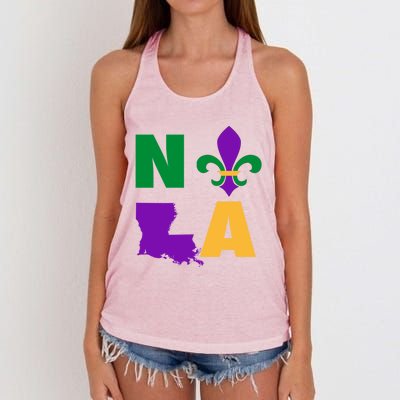 Mardi Gras Fleur De Lis Mardi Gras New Orleans Gift Women's Knotted Racerback Tank