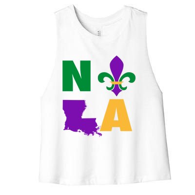 Mardi Gras Fleur De Lis Mardi Gras New Orleans Gift Women's Racerback Cropped Tank