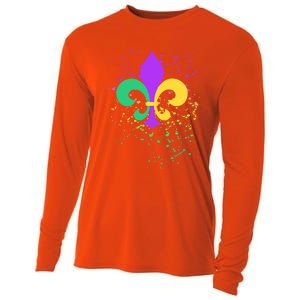 Mardi Gras Fleurgiftdegiftlis Paint Splatter Gift Cooling Performance Long Sleeve Crew