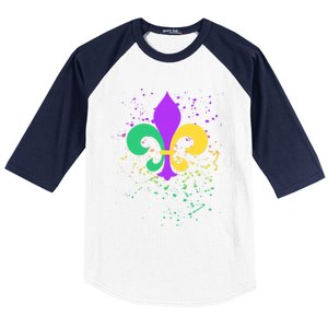 Mardi Gras Fleurgiftdegiftlis Paint Splatter Gift Baseball Sleeve Shirt