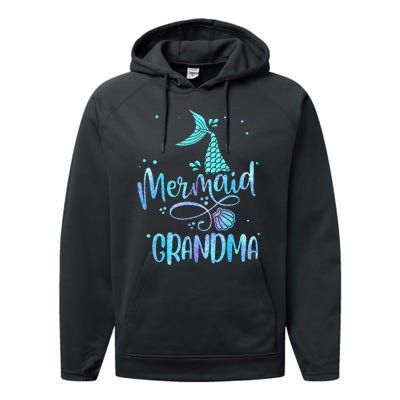 Mermaid Grandma Funny Women Family Matching Party Squad Performance Fleece Hoodie