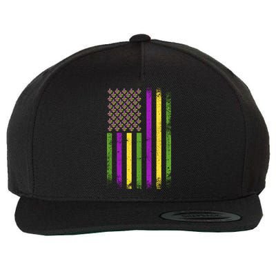 Mardi Gras Festive USA Flag Wool Snapback Cap