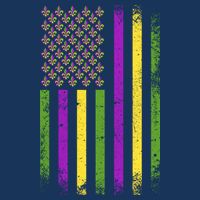 Mardi Gras Festive USA Flag 7 Panel Mesh Trucker Snapback Hat