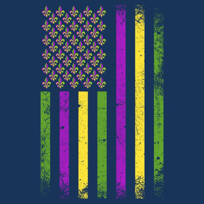 Mardi Gras Festive USA Flag 7 Panel Mesh Trucker Snapback Hat