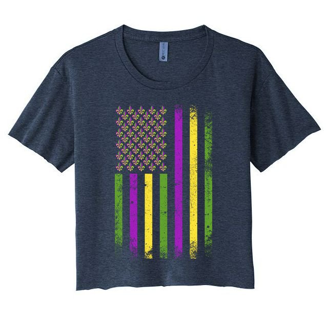 Mardi Gras Festive USA Flag Crop Top