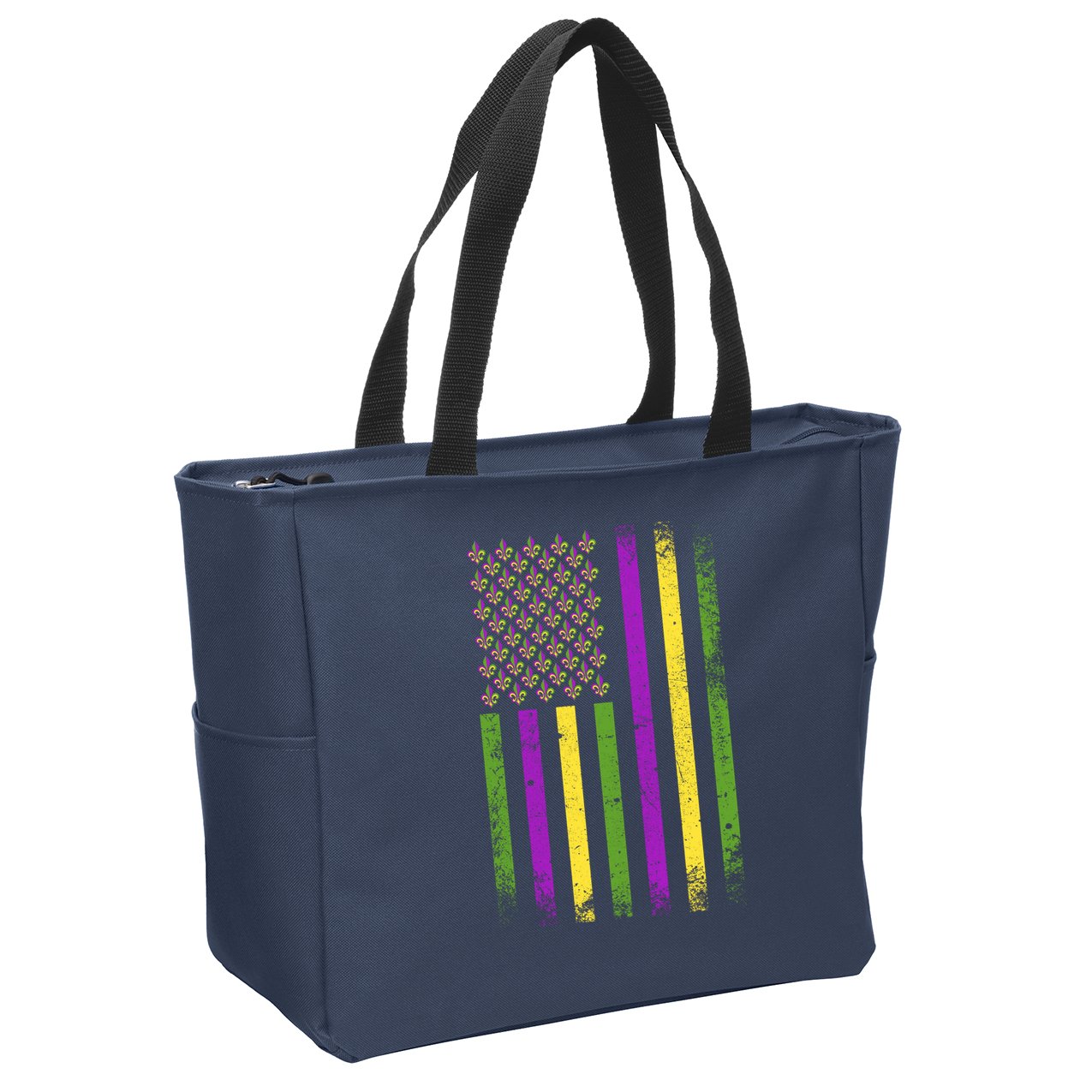 Mardi Gras Festive USA Flag Zip Tote Bag