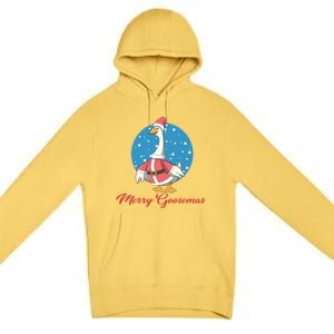 Merry Goosemas Funny Xmas Pun Santa Goose Lover Christmas Cool Gift Premium Pullover Hoodie