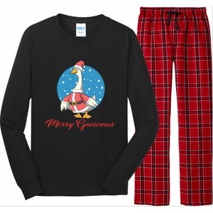 Merry Goosemas Funny Xmas Pun Santa Goose Lover Christmas Cool Gift Long Sleeve Pajama Set