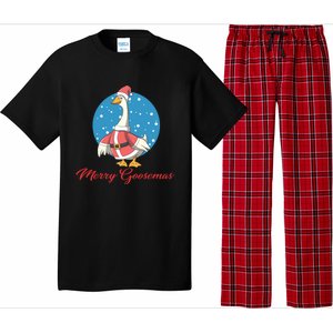 Merry Goosemas Funny Xmas Pun Santa Goose Lover Christmas Cool Gift Pajama Set