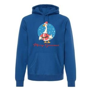 Merry Goosemas Funny Xmas Pun Santa Goose Lover Christmas Cool Gift Premium Hoodie