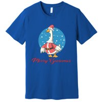 Merry Goosemas Funny Xmas Pun Santa Goose Lover Christmas Cool Gift Premium T-Shirt