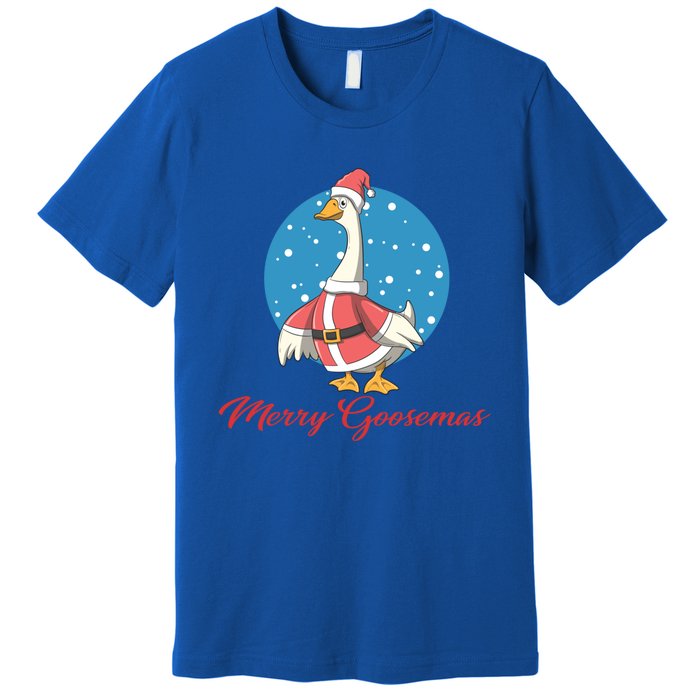 Merry Goosemas Funny Xmas Pun Santa Goose Lover Christmas Cool Gift Premium T-Shirt