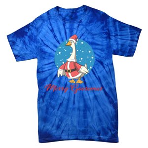 Merry Goosemas Funny Xmas Pun Santa Goose Lover Christmas Cool Gift Tie-Dye T-Shirt