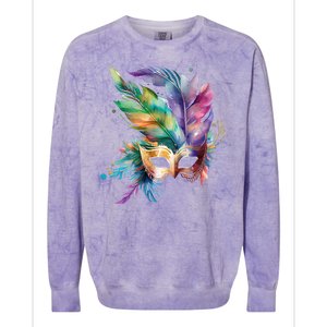 Mardi Gras Feather Mask Watercolor Colorblast Crewneck Sweatshirt