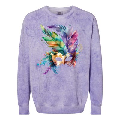 Mardi Gras Feather Mask Watercolor Colorblast Crewneck Sweatshirt