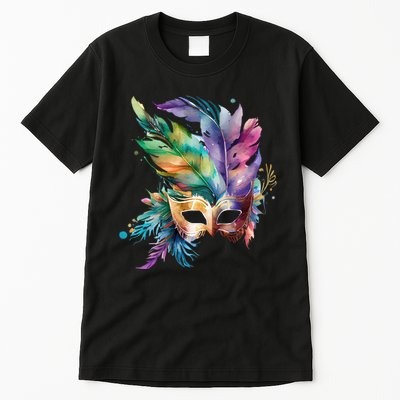 Mardi Gras Feather Mask Watercolor Tall T-Shirt
