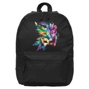 Mardi Gras Feather Mask Watercolor 16 in Basic Backpack