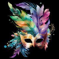 Mardi Gras Feather Mask Watercolor Baby Bodysuit