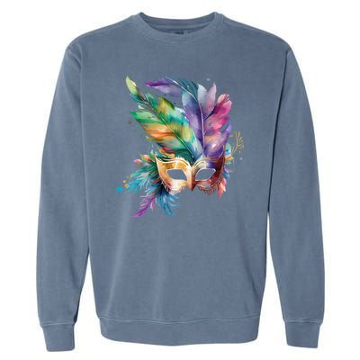 Mardi Gras Feather Mask Watercolor Garment-Dyed Sweatshirt